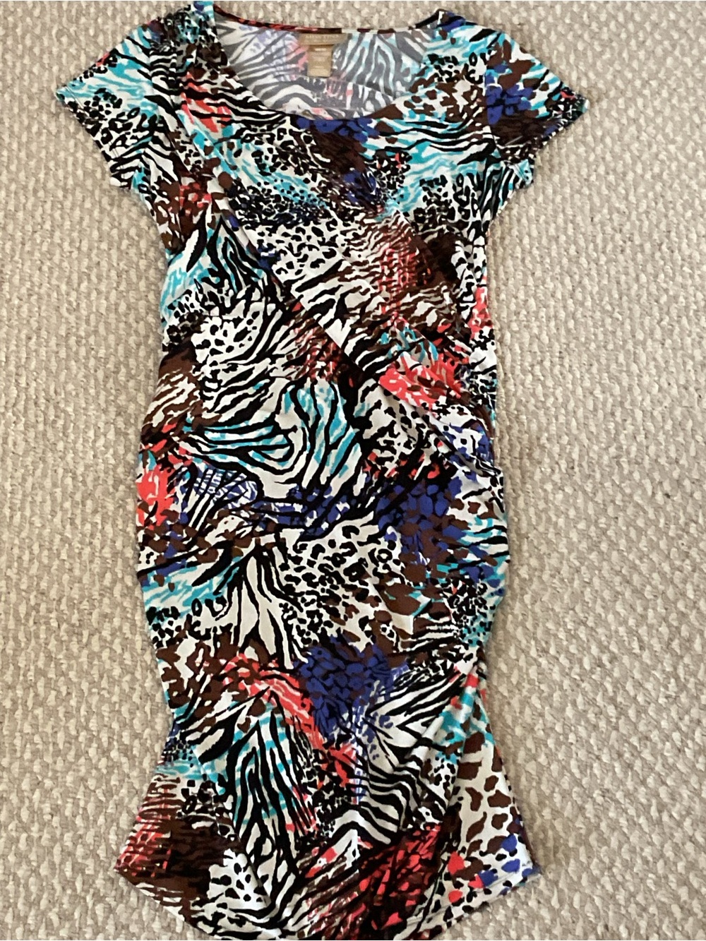 Miss Tina Multicolor Animal-Print Mini Dress - White, Black, Brown, Blue, Coral